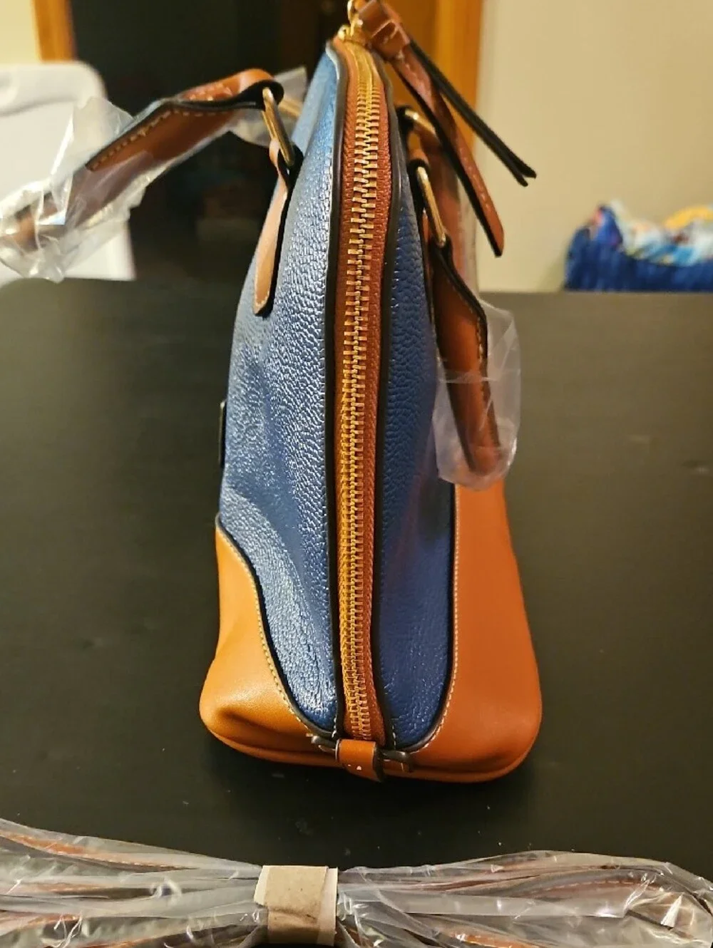 Unbranded Navy And Tan Two-Tone Dome Satchel